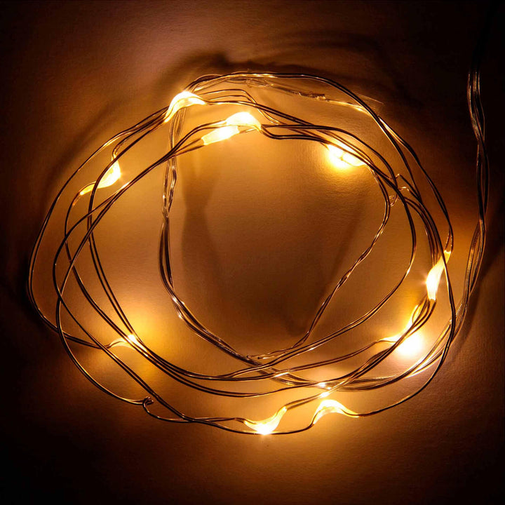 Draadverlichting op batterijen - 1 meter - Warm wit - 20 ledlampjes - Christmas